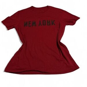 Armani Exchange 100% Pima cotton Burgundy New York tee spelled backwards.